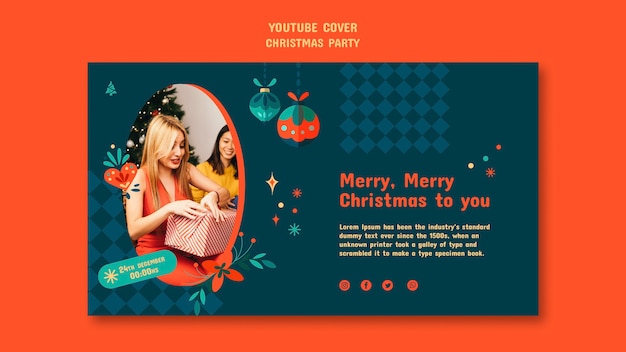 PSD gratuito plantilla de portada de youtube de fiesta de navidad