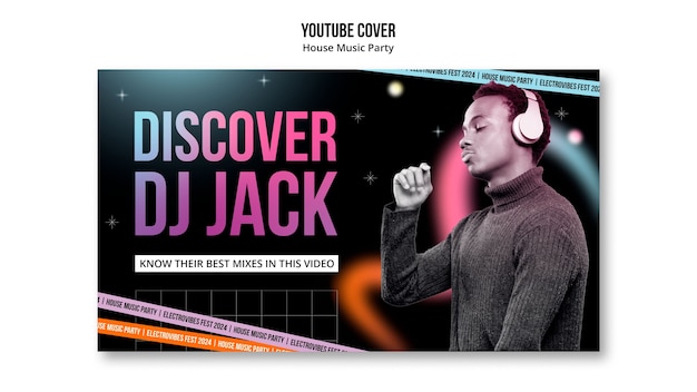 Plantilla de portada de YouTube para fiestas de música house