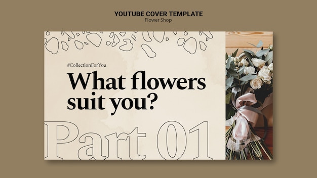 PSD gratuito plantilla de portada de youtube de flowershop