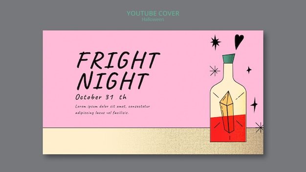 Plantilla de portada de youtube de halloween con textura brillante