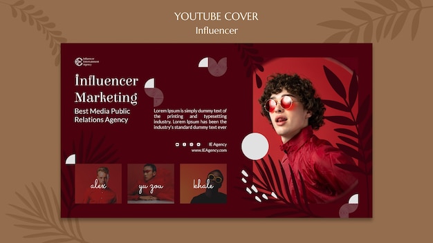 Plantilla de portada de youtube de influencer