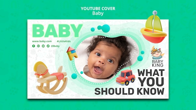 Plantilla de portada de youtube de información sobre bebés