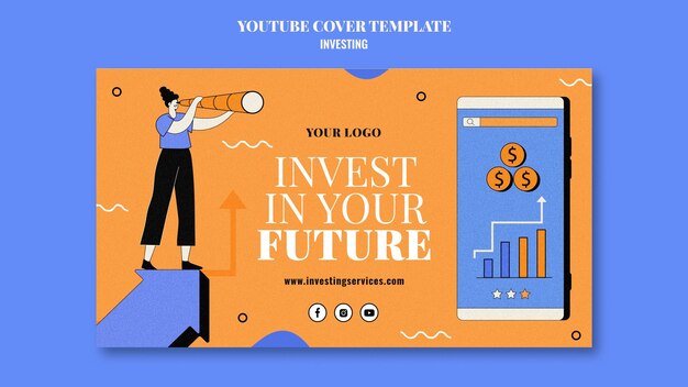 Plantilla de portada de youtube de inversión ilustrada
