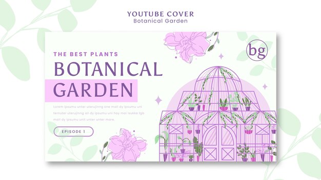 Plantilla de portada de youtube de jardín botánico