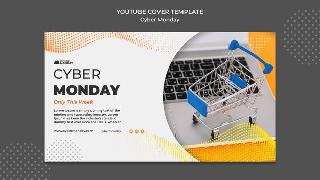 Plantilla de portada de youtube de lunes cibernético