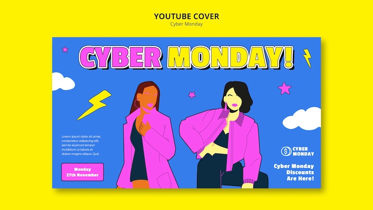PSD gratuito plantilla de portada de youtube para el lunes cibernético