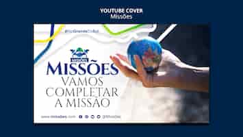 PSD gratuito plantilla de portada de youtube de missoes