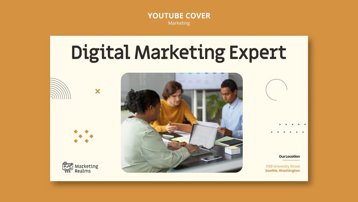 PSD gratuito plantilla de portada de youtube de negocios de marketing y publicidad
