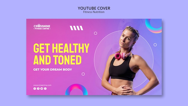 PSD gratuito plantilla de portada de youtube de nutrición física