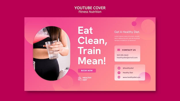 PSD gratuito plantilla de portada de youtube de nutrición física