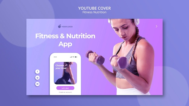 Plantilla de portada de youtube de nutrición física