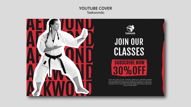 Plantilla de portada de youtube de práctica de taekwondo