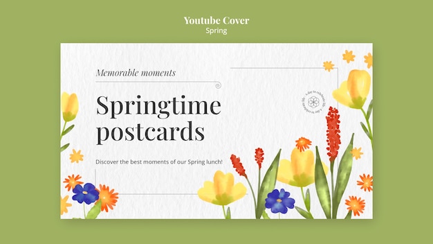 PSD gratuito plantilla de portada de youtube de primavera