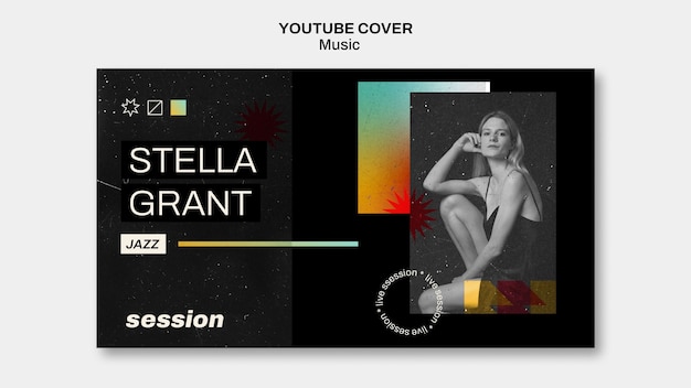 PSD gratuito plantilla de portada de youtube de programa de música