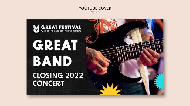 Plantilla de portada de youtube de programa de música
