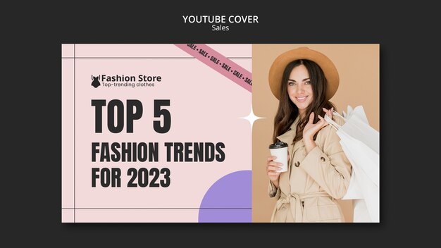 Plantilla de portada de youtube de rebajas de moda femenina