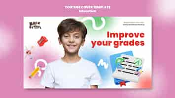 PSD gratuito plantilla de portada de youtube de regreso a la escuela con degradado