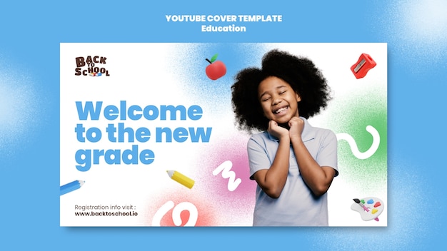 PSD gratuito plantilla de portada de youtube de regreso a la escuela con degradado