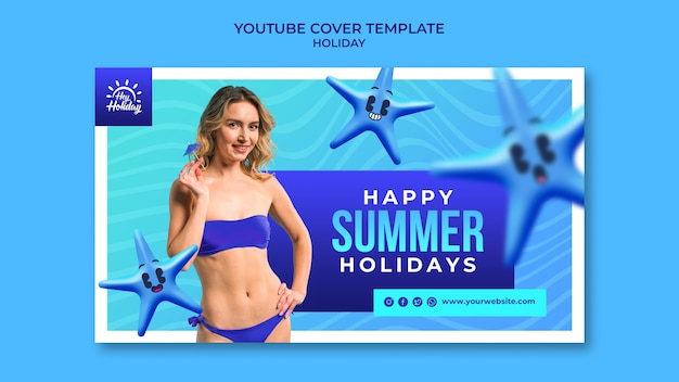 PSD gratuito plantilla de portada de youtube de relajación de vacaciones