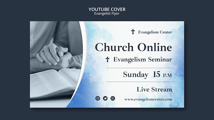 PSD gratuito plantilla de portada de youtube de religión y espiritualidad evangelista
