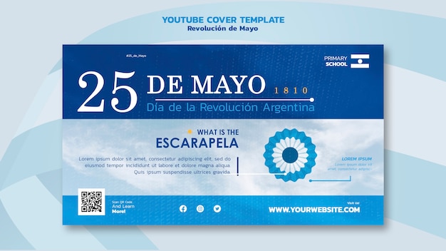 PSD gratuito plantilla de portada de youtube de la revolución de mayo