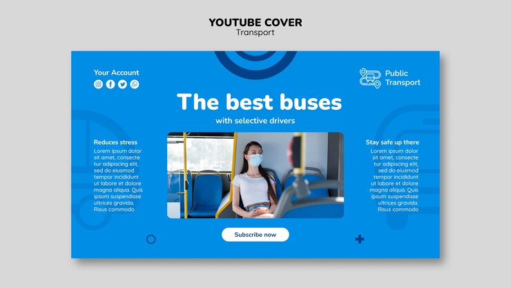 PSD gratuito plantilla de portada de youtube de servicio de transporte