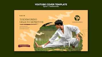 PSD gratuito plantilla de portada de youtube de taekwondo