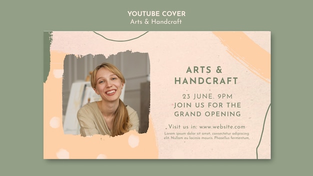 Plantilla de portada de youtube de taller de artesanía