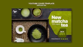 PSD gratuito plantilla de portada de youtube de té matcha