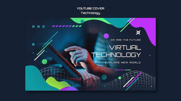 Plantilla de portada de youtube de tecnología degradada