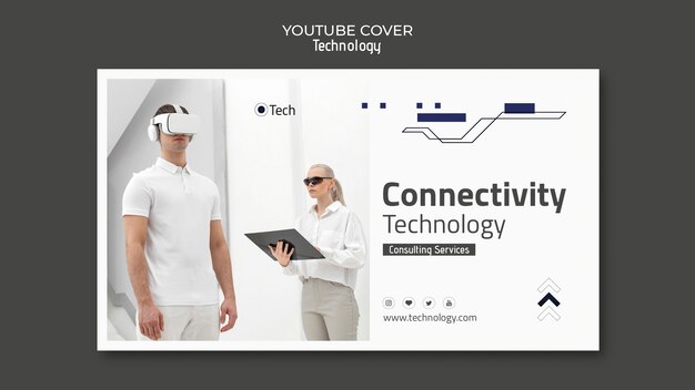 Plantilla de portada de youtube de tecnología geométrica
