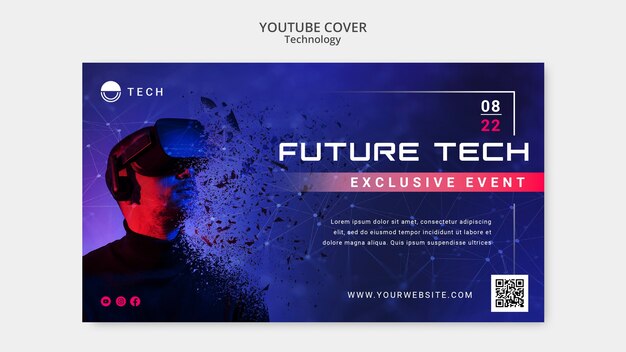 Plantilla de portada de youtube para tecnología de realidad virtual
