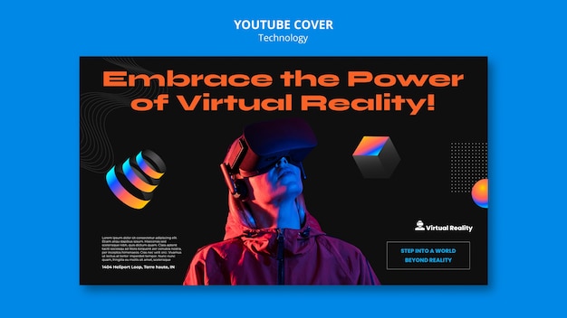 PSD gratuito plantilla de portada de youtube para tecnología de realidad virtual