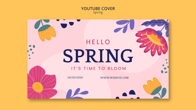 PSD gratuito plantilla de portada de youtube de la temporada floral de primavera