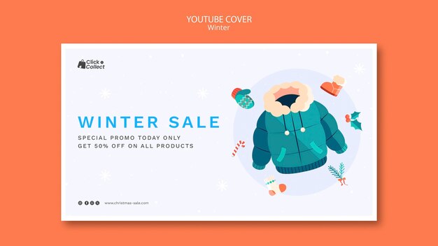 Plantilla de portada de youtube de temporada de invierno