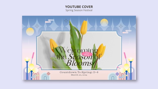 Plantilla de portada de youtube de temporada de primavera