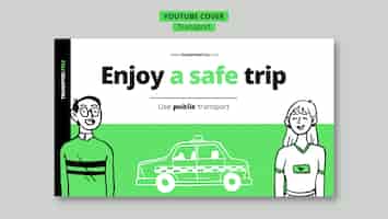 PSD gratuito plantilla de portada de youtube de transporte seguro