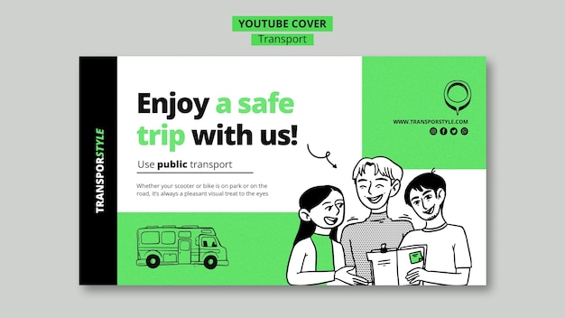 Plantilla de portada de youtube de transporte seguro