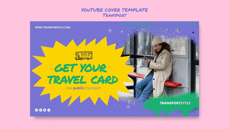 PSD gratuito plantilla de portada de youtube de transporte seguro