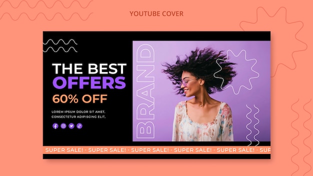 Plantilla de portada de youtube de ventas dibujada a mano