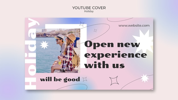 Plantilla de portada de youtube de viaje de vacaciones degradado