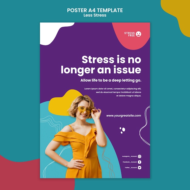 PSD gratuito plantilla de póster a4 de concepto de menos estrés