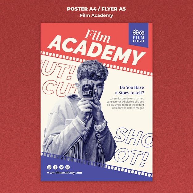 Plantilla de póster de academia de cine