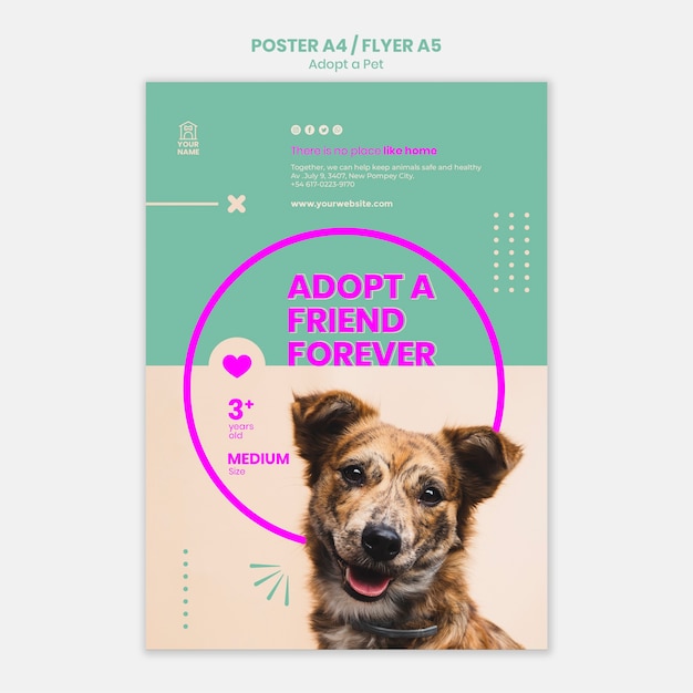 Plantilla de póster adoptar mascota