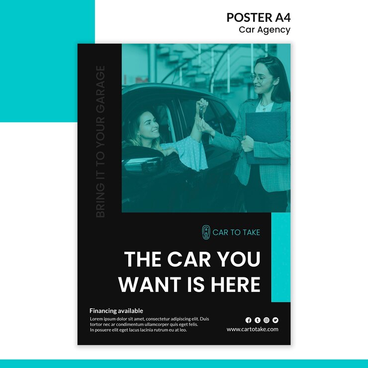 PSD gratuito plantilla de póster de agencia de automóviles