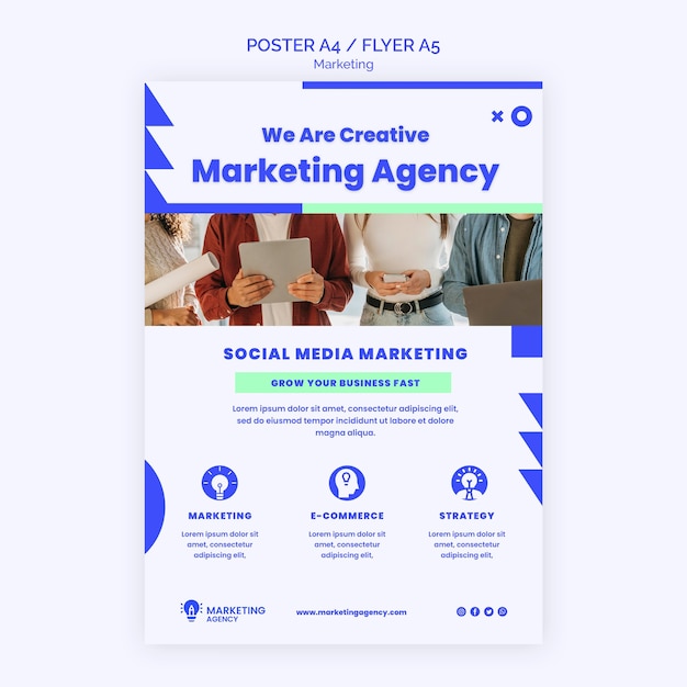 PSD gratuito plantilla de póster de agencia de marketing