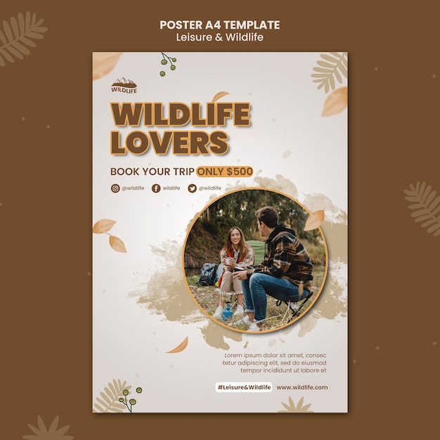 Plantilla de póster de amantes de la vida silvestre