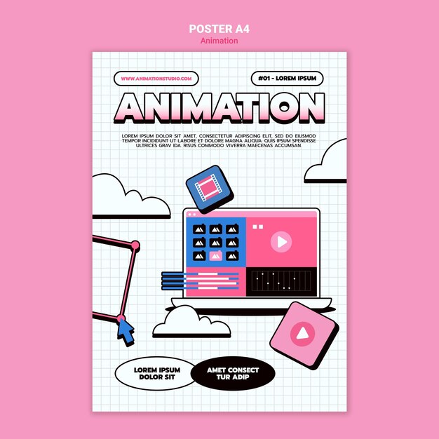 Plantilla de póster para animación por computadora