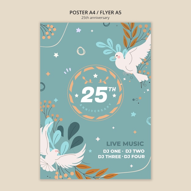 Plantilla de póster de aniversario de plata