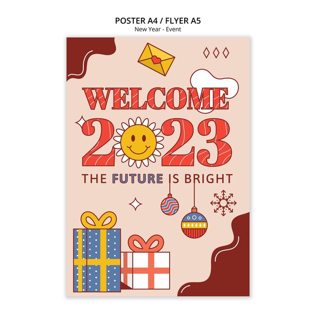 Plantilla de póster de año nuevo 2023